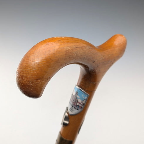 復古英國旅遊離合器手柄健行手杖棕褐色桿身 89 厘米